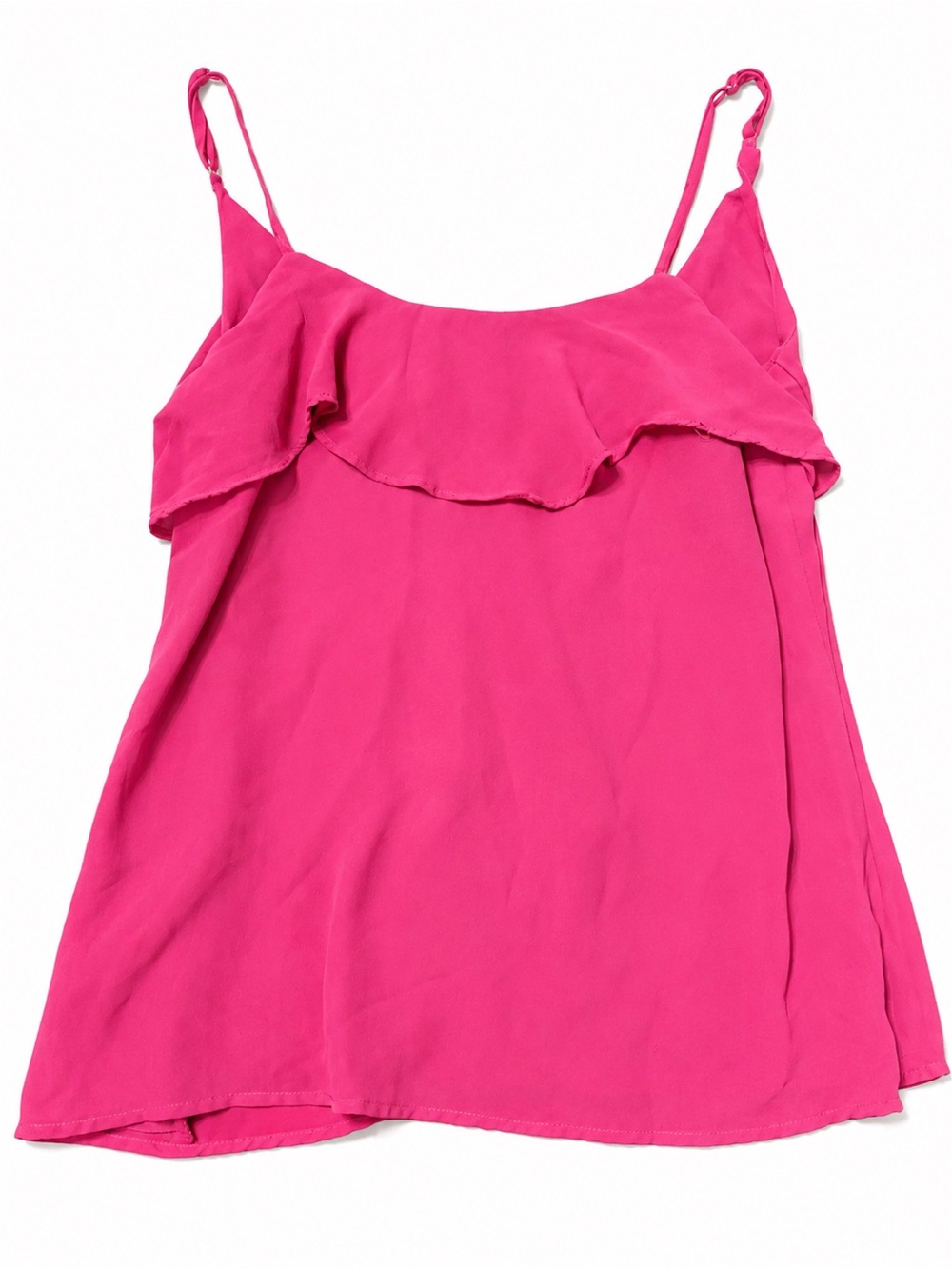 Naked Zebra Deep Pink Ruffle Cami Tank Top size S retail $43.00 woman’s